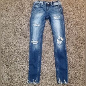KANCAN SIGNATURE Low Rise Distressed Skinny Stretch Jeans Sz 23 Style VBK1861S